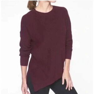 Athleta Rest Day Crew Neck Asymmetrical Hem Pima Cotton/Silk Blend Sweater(S)
